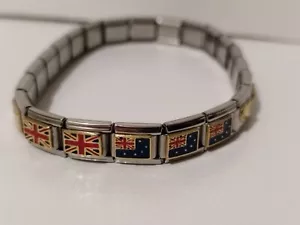 22 PZ BRACCIALE COMPONIBILE ACCIAIO ORO 18 KTI NOMINATION E EVERGREEN cm 21 - Foto 1 di 24