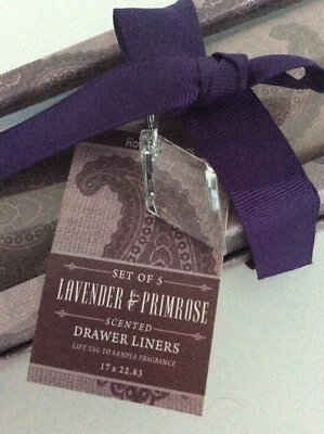 Boxed Set/5 Purple Paisley LAVENDER & PRIMROSE Scented Drawer Liners - Image 1 of 4