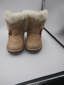 Juicy Couture Girls Pink Sparkle Boots Size 8 Toddler Glitter Winter Snow Boot - Picture 1 of 8