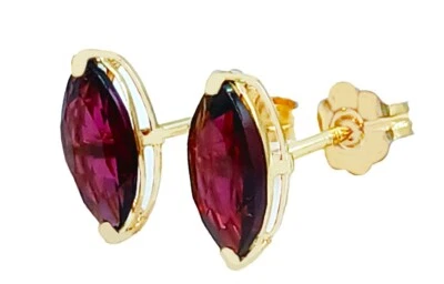 GENUINE 1.60 Cts GARNET STUD EARRINGS 14K GOLD - Free Appraisal Service - NWT - Image 1 of 4