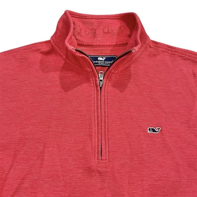 Camisa Pullover Roja Vineyard Vines Para Hombre S Agua Salada 1/4 Cremallera Foto 1 de 4