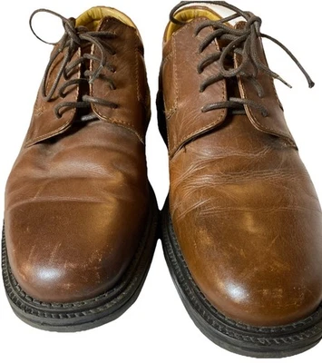 Zapatos Oxford Stafford de cuero marrón para hombre talla 8,5 hechos en Italia preppy Foto 1 de 4