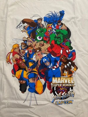 Raro Marvel Super Heroes vs Street Fighter Capcom Camiseta XXL Blanco Auténtico - Imagen 1 de 4