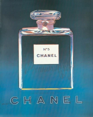 CHANEL N5 WARHOL оригинальный 1997 на льне синий/синий 22 x 29 дюймов на льне - Изображение 1 из 4