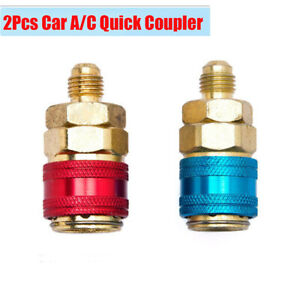 1/4" SAE Male Flare Blue Low Side /Red High Side Quick Coupler For Car A/C R134A
