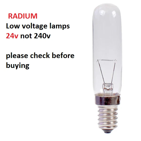 2 x Radium 25w 24v  SES E14 Lamp Tubular Cooker Hood Extractor Light Bulb Pack - Image 1 of 1