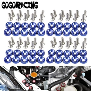 40 x JDM Billet Aluminio Guardabarros Parachoques Arandela Perno Motor Bahía Vestir Kit Azul - Imagen 1 de 7