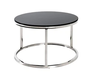 Haku Beistelltisch Edelstahl-schwarz Glastisch Couchtisch Glasbeistelltisch Tisc - Bild 1 von 2
