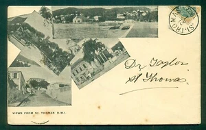 INDIAS OCCIDENTALES DANESAS, 1903, 4 ¢ Santo Tomás atado en bisecta sobre con escenas locales - Imagen 1 de 1