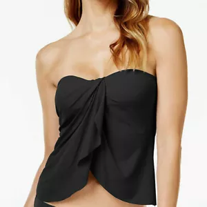 NWT Vince Camuto Swimsuit Tankini Top Riviera Strap Draped Size M Black - Picture 1 of 2