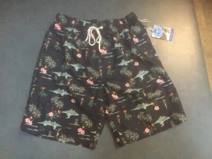 Beverly Hills Polo Club Men’s Size S Navy Hawaiian Print Mesh Lined Swim Trunks - Picture 1 of 6