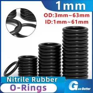 Metric Nitrile Rubber O-Rings Seals 1mm Cross Section 1mm-61mm ID O Ring Sealing - Picture 1 of 15