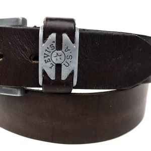 Levi's Belt Mens 40 Brown Leather Distressed Silver Buckle USA Boho Western - Picture 1 of 9