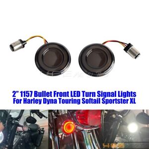 2” Bullet Front LED Turn Signal Lights 1157 For Harley Dyna Softail Touring King