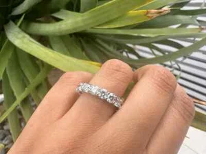 2Ct Round Lab Created Diamond Women's Wedding Band Ring 14K White Gold Plated - Picture 1 of 4