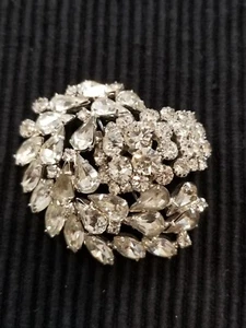 Continental Jewelry Scarf Brooch 62 Rhinestones Domed Montreal Canada 1950s - Picture 1 of 10