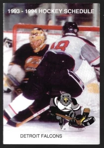 RARE 1993-94 Detroit Falcons CoHL UHL IHL Hockey Schedule ! The Paperclip Lounge - Picture 1 of 2