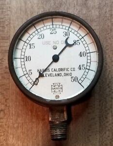Brass Pressure Gauge Harris Calorific Co Cleveland Ohio 2 ¾” Steampunk / 0-50psi