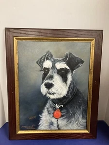 vintage Schnauzer oil painting on canvas - Picture 1 of 11