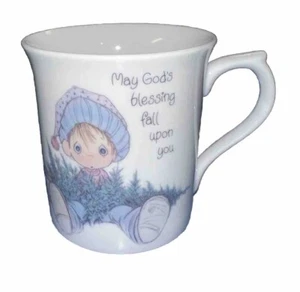 Taza de porcelana Precious Moments 1985 bendición de Dios otoño vacaciones árbol niño - Imagen 1 de 6