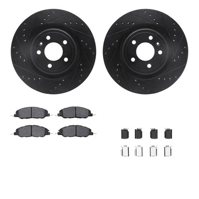 For Ford Mustang 11-14 Drilled & Slotted Front Brake Kit w Optimum Pads - Imagem 1 de 3