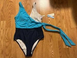 Traje de baño Cupshe One Piece azul agua blanco talla grande nuevo con etiquetas - Imagen 1 de 5