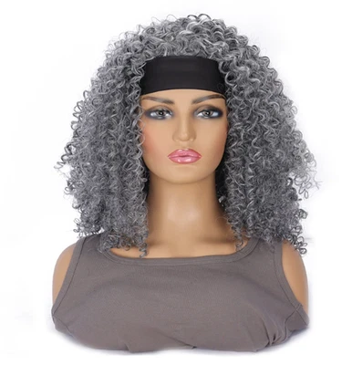 Long Kinky Curly Hairstyle Headband Synthetic Hair Wigs Women Soft Natural - Image 1 of 4