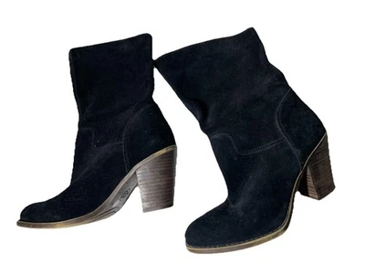 Botas occidentales Lucky Brand Embrleigh negras gamuza cuero media pantorrilla para mujer talla 7 Foto 1 de 4