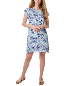 Jones New York Petite Button-Side Linen-Blend Shift Dress blue Size PXS MSRP $99 - Picture 1 of 1
