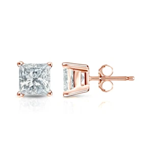 Pendiente de oro rosa de 14 quilates para mujer de 2,00 quilates IGI creado e... - Imagen 1 de 8