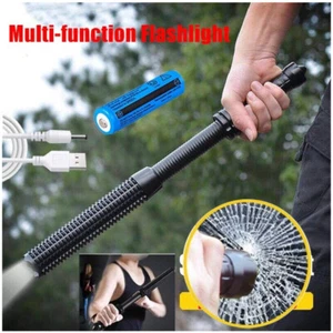 Super Bright LED Flashlight USB Rechargeable Police Security Torch Lamp Zoomable - Picture 1 of 24