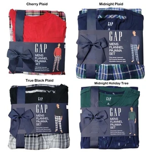 Gap Men's Flannel Cozy Crewneck Long Sleeve Drawcord Pajama Set - Picture 1 of 10