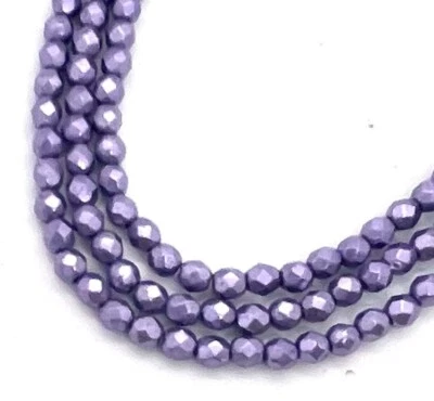 50 Firepolish Czech Glass Faceted Round Bead Saturated Metallic Crocus Petal 4mm - Image 1 of 4