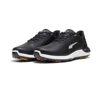 NUEVOS zapatos de golf impermeables PUMA PHANTOMCAT NITRO™ ~ negros/plateados/amarillos ~ para hombre 10 Foto 1 de 4