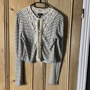 WOMENS YUMI STRIPED CARDIGAN SIZE SMALL - Picture 1 of 3