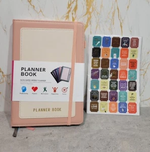 Journal Book Planner Book Non Dated Weekly Planner with Inspirational Stickers - Picture 1 of 12