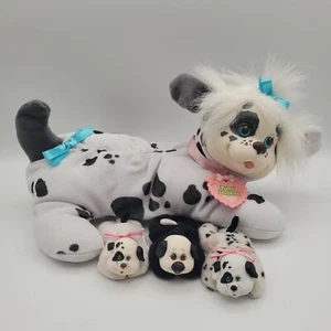 Vintage Puppy Surprise Hasbro 1991 Dalmatian Black White 3 Babies Stuffed Animal - Picture 1 of 14