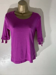 Womens Cotton Traders Uk 8 Magenta Short Sleeve Crew Neck Casual Jersey T-shirt - Picture 1 of 5