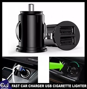 FAST CAR CHARGER USB CIGARETTE LIGHTER SOCKET DUAL ADAPTER FOR IPHONE SAMSUNG - Picture 1 of 8