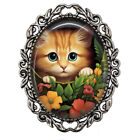 Orange Tabby Kitty Cat In Garden Pin Sweater Scarf Brooch Cat Mom Cat Lover Gift