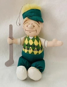 Vintage Russ Berrie “Worlds Greatest Golfer” Golfer Plush Ornament 7” - Picture 1 of 4
