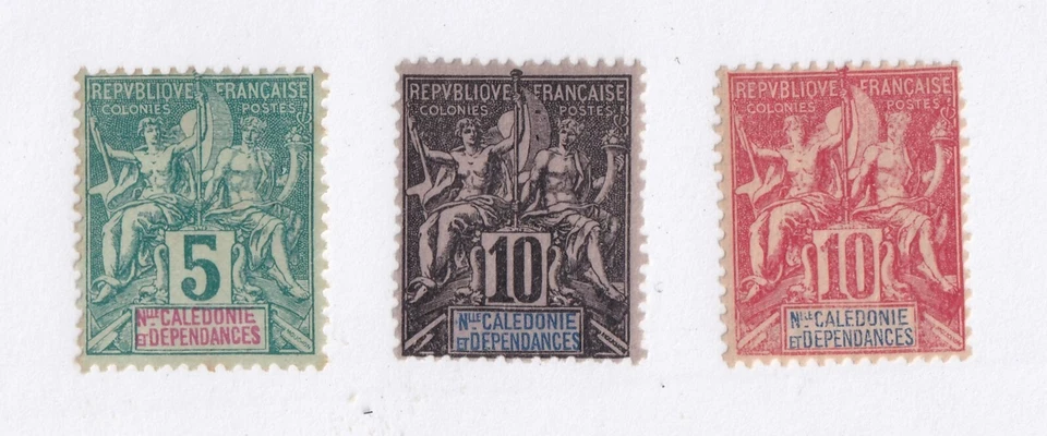MATT'S STAMPS SCOTT NEW CALEDONIA #43, #45-46 ISSUES OF 1892-1904, MH/MNG CV$22 - Image 1 of 3