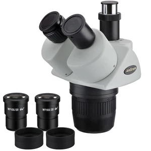 Cabezal de microscopio trinocular estéreo de campo súper ancho AmScope SW13T 10x-30x - Imagen 1 de 5