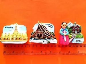 Myanmar✅ Laos✅ KOREA✅ HARZMAGNET 3ER SET Magnete - 3D SOUVENIR SELTENES SET 11 - Bild 1 von 2