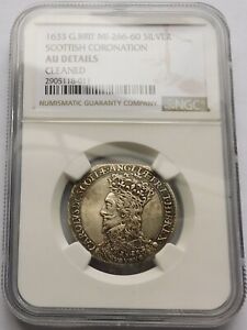 1633 Britain MI-266-60 Silver Scottish Coronation Medal - NGC AU Details Cleaned