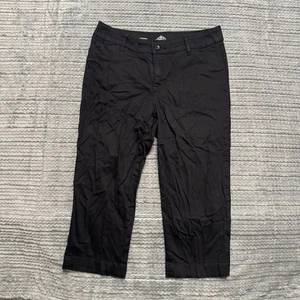 St Johns Bay Womens Black Capri Pants Size 8 Cotton Blend Casual Stretch - Picture 1 of 7