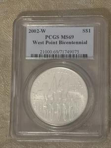 2002 W One Dollar Silver Commemorative West Point Bicentennial PCGS MS69  - Picture 1 of 2