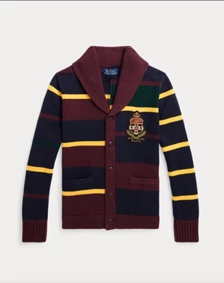Cárdigan Polo Ralph Lauren Niños Rayas Algodón Letterman Talla L (14-16) Nuevo con Etiquetas 165 $ Foto 1 de 4