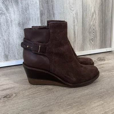 Cole Haan Gamuza Cuero Cuña Botines Botas Mujer 8 Marrón Costa Occidental Foto 1 de 4