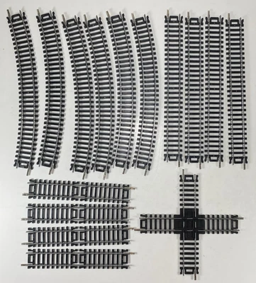 Life-Like Trains HO Scale Track Lot 15 Pieces Straights, Curves, & Crossing - Image 1 of 4